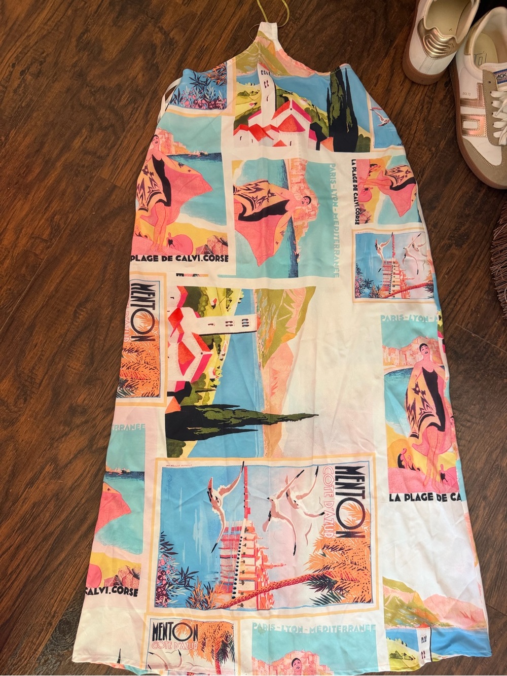RNWY size Small Vintage-Inspired Mediterranean Print Maxi Skirt in Multicolor